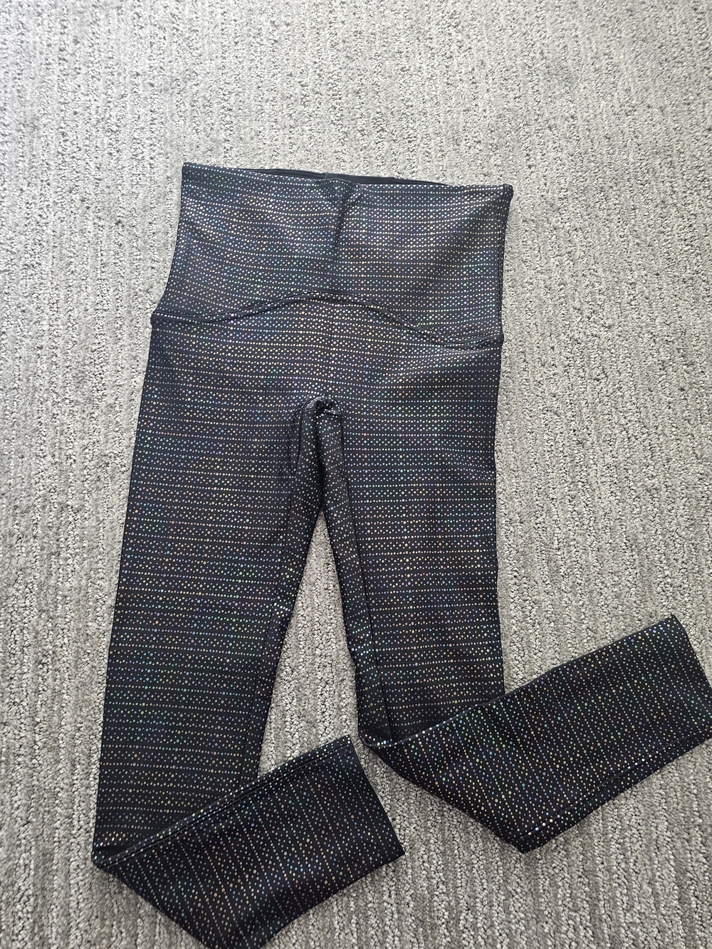 SPANX Black High-Waist Leggings with Metalic Rainbow Dots